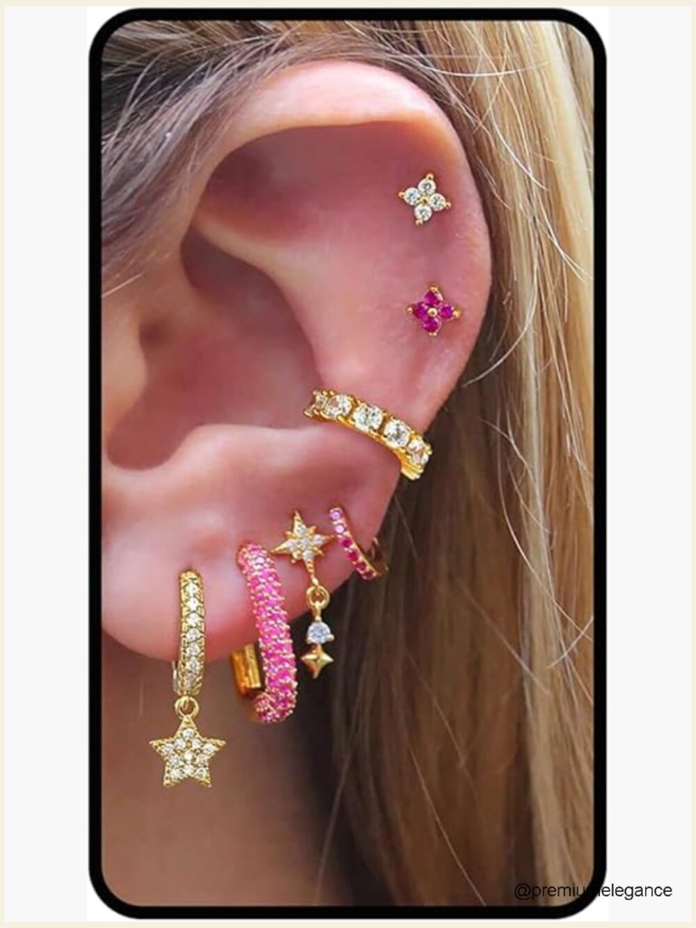 6 Pc Huggie Hoop Earrings Set for Women Stacked Ear Cuffs Multiple Piercings